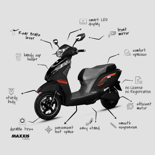 Image of 91EV Meraki Premium Low-Speed EV Scooter with 60V 30Ah Lithium Ion Battery & Charger | Powerful BLDC Motor | 60-70km Range, LED Display & Tubeless Tires | No RTO & License | Remote Key | Black