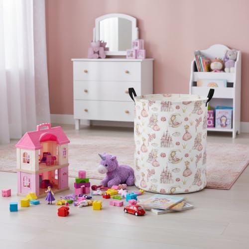 Image of Baby Laundry Hamper kids laundry Basket Waterproof Laundry Bag for Bedroom Clothes Organizer Room Decor(Castle)