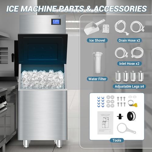 Máquina de hielo comercial 400LBS/24H, almacenamiento 350LBS miniatura 6