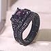 ringheart 2 Rings His and Hers Couple Rings Black Gold Plated Purple Cz Womens Wedding Ring Sets Tungsten Ring Mens Wedding Bands