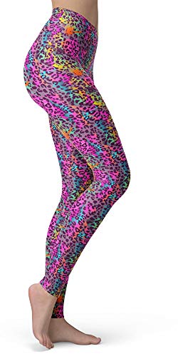 Image of sissycos Women's 80s Leggings Neon Artistic Splash Printed Buttery Soft Stretchy Pants