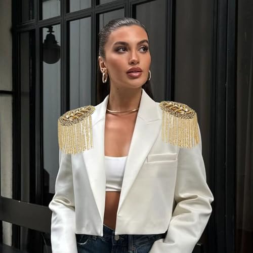 2pcs Rhinestone Tassel Shoulder Epaulet Spike Chain Shoulder Badge Brooch Pins for Man Woman2