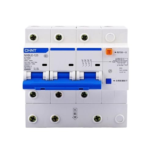 Disyuntor de corriente residual con curva tipo C que previene sobrecargas en líneas trifásicas de 400V