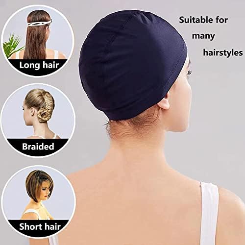 2 Pcs Swimming Caps for Kids Girls Boys and Adult Teenager,Comfortable Light Swimming Caps,Super Stretch No Pull Hair Swim Hats for Long and Short Hair - View 7