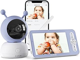 Baby Monitor, Video Baby Monitor with Camera, 5'' 1080P HD Screen, 3000mAh Rechargeable Battery, Motion Detection, Remote Pan-Tilt-Zoom, APP Control, Night Vision, Two-Way Talk, Feeding Reminder, Wifi