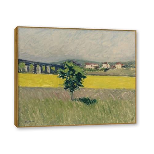 Tableau impressionniste Pont des Prairies 30x36cm cadre teck