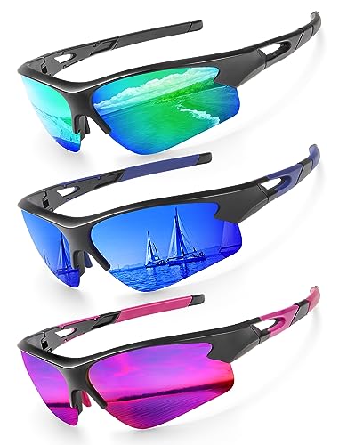Image of KALIYADI Sports Sunglasses for Men, Polarized Sun Glasses for Men Women Youth Baseball Softball with UV Protection
