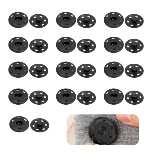 10 botones grandes, botones de presión, botones de presión multifuncionales, botones de presión para ropa, juego de botones a presión negros, juego de cierre de botones a presión para ropa, bolsos