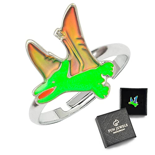 Image of Dinosaur Color Change Kids Pterodactylus Mood Ring Gift for Boys Girls Size Adjustable