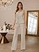 Lace Formal Pantsuits for Women Evening Party 3 Pieces Mother of The Groom Pants Suits Evening Outfit for Women Taupe Size 12