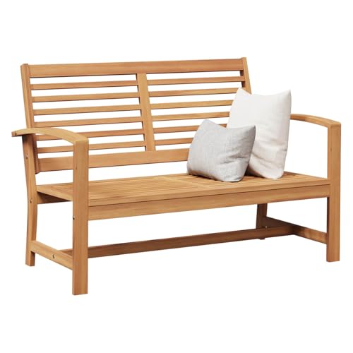 vidaXL Banc Marron 110 x 65 x 76,5 cm Bois de Teck Massif, Sofa de Jardin et terrasse, rectangulaire, mobilier extérieur Rustique, en Teck, Salon en Bois...