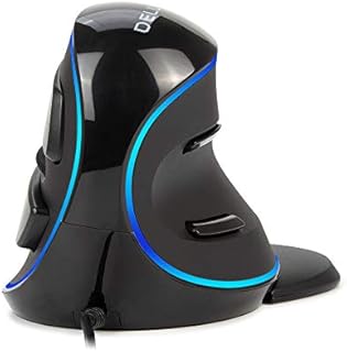 DELUX Wired Ergonomic Mouse with 7200DPI, Vertical Mouse Large with 6 Programmble Buttons, Blue LED Light, On-Board Software and Removable Palm Rest for PC Computer Laptop(M618PU-Black)