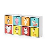 Vicco Kinderregal Scutum, Weiß, 143 x 72.6 cm mit 8 Faltboxen