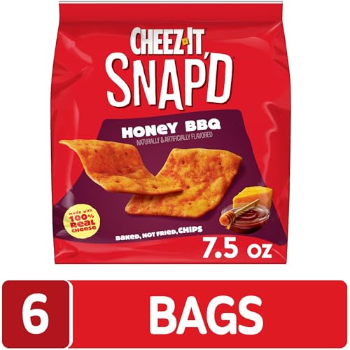 Cheez-It Snap'd Cheesy Baked Chips, Thin Crisps, Lunch Snacks, Honey BBQ (6 Bags) - image 3
