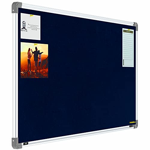 Image of Scholar Art Metis 2x4 Feet Fabric Pin-up Notice Board for Study Table & Kids Room | High Strength Velvet Cloth + High Density Soft Board for Pinning Photos, Sticky Notes & Reminders (Dark Blue)