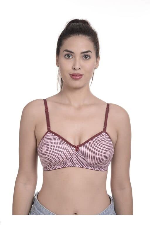 Amifit LOVINO Bra T Shirt Full Coverage Hoisery Cotton Bra for Women Color Wine