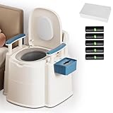 Bedside Commodes for Seniors with 100 Liners and 50 Large Absorbent Pads, Potty Chair for adults and elderly with Detachable Armrest, 16.3