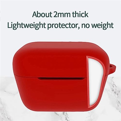 Image of Silicone Case Cover Compatible with Sennheiser Sport True Wireless /CX True Wireless /CX Plus /CX Plus SE Earbuds - with Aluminium Hook (Earbuds & Charging Case Excluded) (Red)