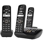 Gigaset A694 AM TRIO - Three Cordless DECT Telephones with an Answering Machine - Large Phonebook - Intuitive Use, Black [UK Version]