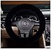 MLOVESIE Fluffy Wool Car Steering Wheel Cover Genuine Sheepskin Steering Wheels Interior Accessories for Women Anti-Slip Universal for 15 inch (Black)