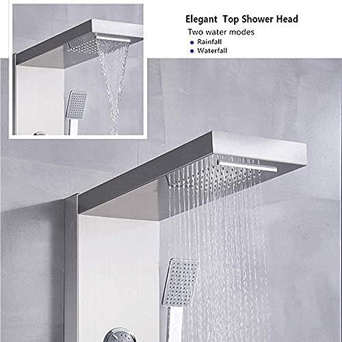 Columna de Ducha de Acero Inoxidable 304 con 3 Jets de Masaje, Mezclador con Grifo, Ducha de Lluvia y Ducha Manual, Instalación de Pared miniatura 4
