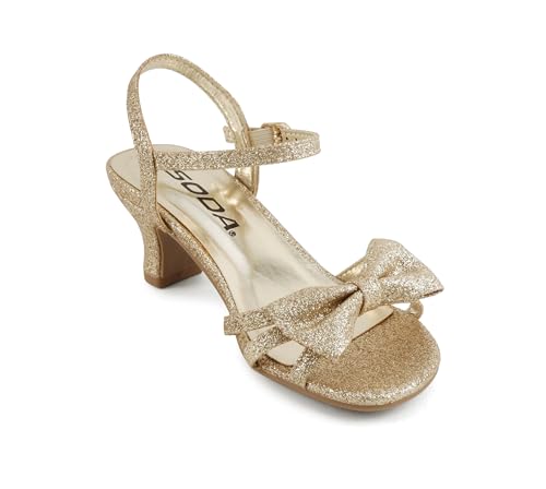 Image of Soda Girly-2 Children's Girl's Open Toe Slingback Block High Heel Sandals