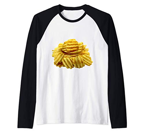 Potato Chips Crisps Crunchy Salty Snack Food Raglan Baseball Tee