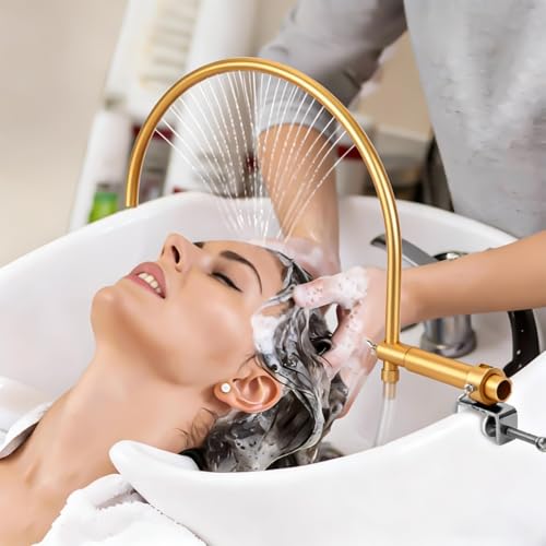 Portable Head Spa Waterfall System - Upgraded Shampoo Bowl Attachment with Gentle 3-5 Gear Flow Anti-Slip Single Clamp PVD Coated Hair Washing Kit for Salon & Home Includes Scalp Massage Comb