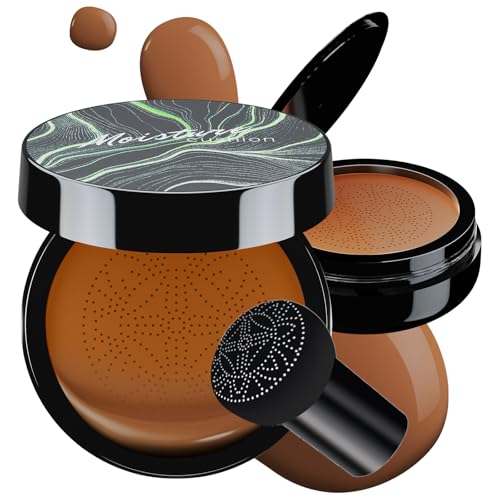 Ursoulney Mushroom Head Air Cushion CC Cream - Tattoo Cover up BB Cream Foundation Makeup Moisturizing Concealer Long-Lasting, Cushion Foundation Full Coverage Self Adjusting (Dark Brown)