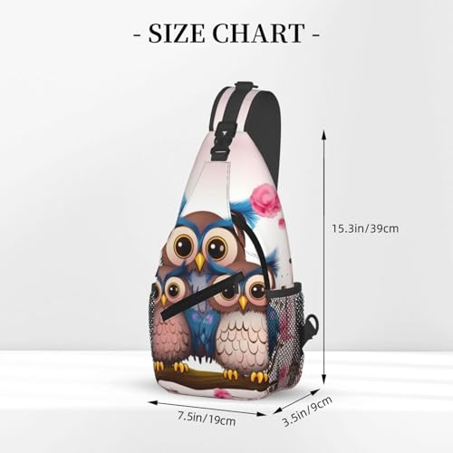 Mochila Sling Crossbody Bolsillo Búhos Negra miniatura 2