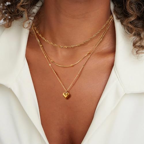 Elegance 11 designs Gold Heart Pendant Necklaces for Women,Dainty Layered Choker Waterproof Necklaces Stack Set for Women Trendy Gold Cute Necklaces Jewelry Gift4