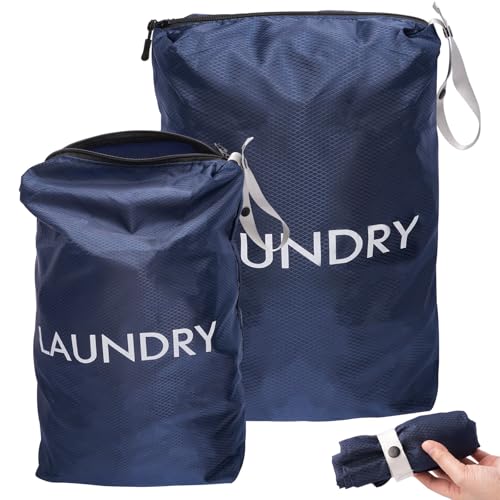 2 Pièces 45 x 60cm, 35 x 55cm Imperméable Sac Linge Sale de Voyage, Pliables Sac à Linge Sale de Voyage, Waterproof Laundry Bag, Sacs Linges Sales Impermésble, pour...