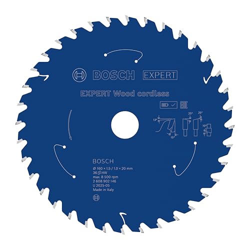 Bosch 1x EXPERT Wood cordless Kreissägeblatt für Handkreissägen (für Weichholz, Hartholz, Ø mm, Professional Zubehör Akku-Handkreissägen)