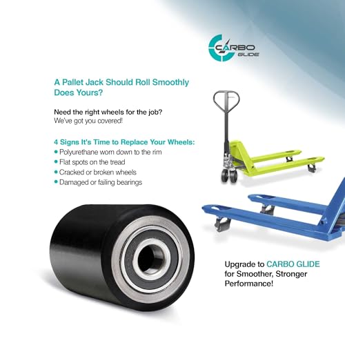 Pallet Jack/Truck Load Wheels Full Set with Axles and Entry Exit Roller 3" x 3.75" with Bearings ID 20mm Poly Tread Black - Thumbnail 6