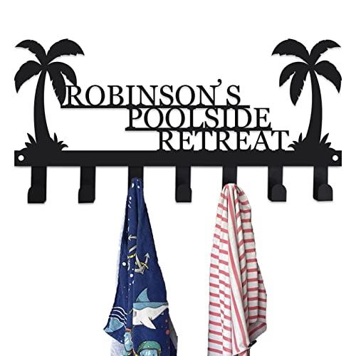 Personalized Palm Tree Towel Rack, Custom Metal Rack, Personalized Coat Rack, Custom Pool Decor, Custom Beach Towel Rack, Personalized Beach Decor