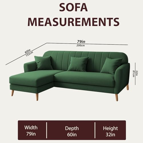 Image of Atticus LHS 4 Seater L Shape Sofa Set for Living Room (Green Fabric) Premium Fabric Sofa Set