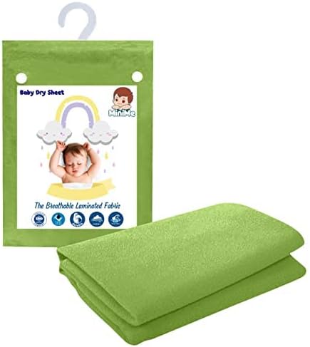 MINIME Baby Dry Sheet | Water Resistant & Bed Protector Dry Sheets (Medium, Pista Green)