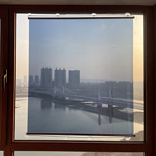 Store Enrouleur Film Miroir Unidirectionnel Pour Stores À Rouleau, Stores À Ressort Bloquant Le Soleil Rideau De Fenêtre Réfléchissant Anti UV Avec L'installation De Ventouses, Bureau À Domicile Ombre Cover