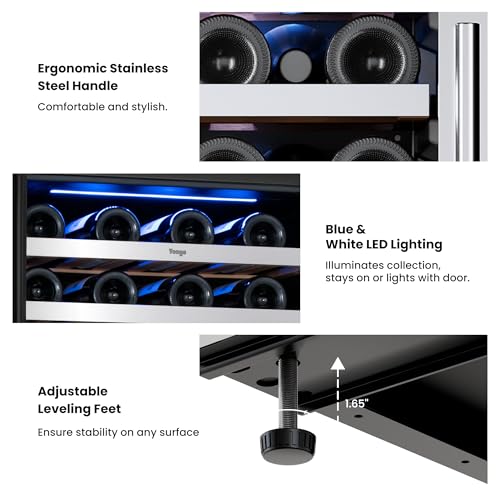 Image of Yeego 24 Inch Dual Zone Wine Fridge, 89 Bottle Wine Cooler with Left-Hinged