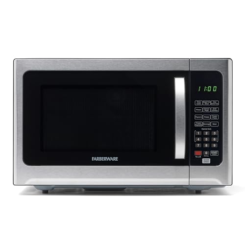 Image of Farberware 1.2 Cu. Ft. Countertop Microwave Oven – 1000 Watts Power, Auto Cook Settings, Defrost, Easy Clean and Child Safety Lock - Stainless and Black