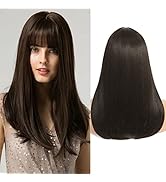 Coolbeeza Black Wig with Bangs Heat Resistant Layered Synthetic Fiber Wigs Daily Natural Looking ...