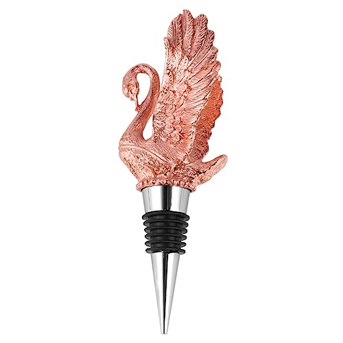 BRIGHTFUFU Swan Wine Pourer and Stopper Creative Zinc Alloy Wine Bottle Caps Rose Golden Animal Design for Parties Bars and Restaurants Adds Fun to