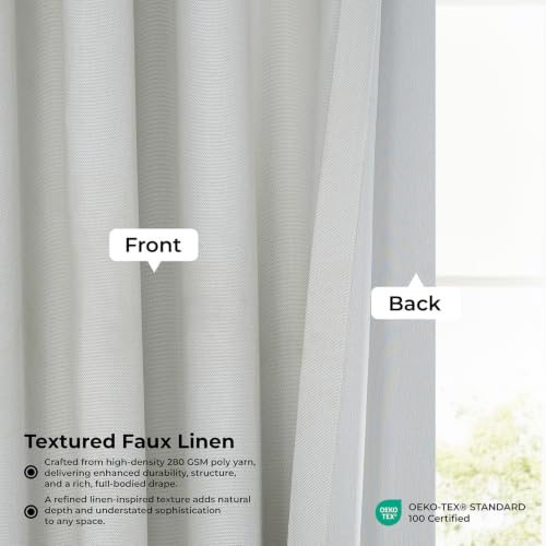 Image of HPD Half Price Drapes Grommet Linen Curtains 84 Inches Long Room Darkening Curtains for Bedroom & Living Room (1 Panel), 50W x 84L, Oyster