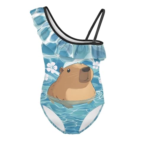 Image of Girls One Piece Swimsuits Size 3-14 Trendy Ruffle Bathing Suit Casual Hawaiian Summer Beach Swimwear
