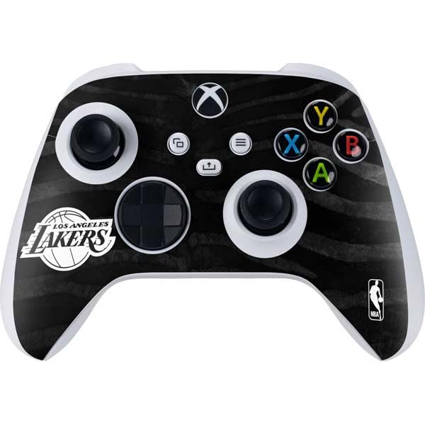 Skinit Decal Gaming Skin Compatible with Xbox Series S Controller - Officially Licensed NBA Los Angeles Lakers Black Animal Print Design