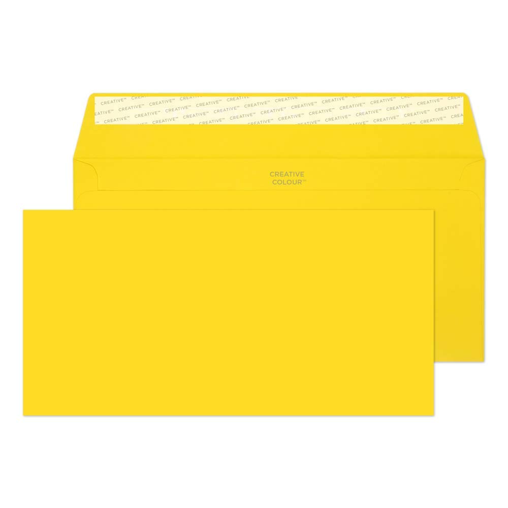 Creative Coloured Envelope Dl+ 229 (W) X 114 (H) Mm Adhesive Strip Yellow 120 Gsm Pack Of 500