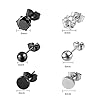 6 Pairs Mens Earrings Studs Black Ear Studs CZ Stud Earrings Stainless Steel Cartilage Earrings Huggie Stud Earrings Ear Piercing Earring Dumbbell Barbell Earrings Black Zircon Earrings For Women Men #1