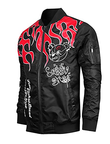 Image of SCREENSHOT Hip-Hop Urban NYC Fashion Bomber Jacket - Modern Outdoor Lightweight Streetwear Graffiti Print Zip Up Top