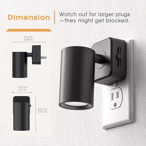 Image of Briignite Night Lights Plug into Wall, 320 Rotation Night Light, RGB Color Changing Nightlight, Spot Light Dimmable Brightness, Dusk to Dawn Nightlight for Bedroom, Spot Light, Kids Room, Stair