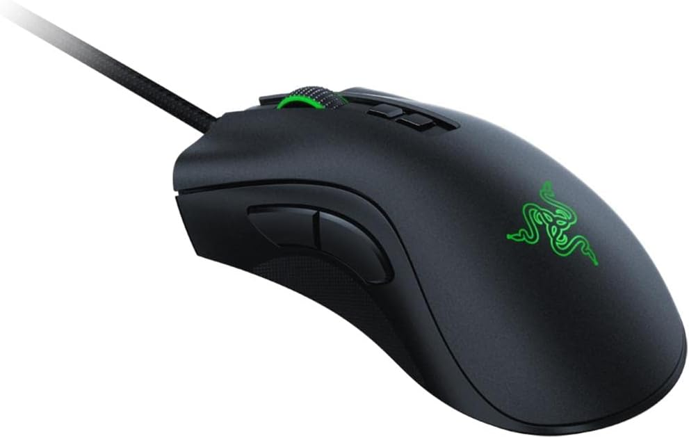 Razer DeathAdder v2 Wired Gaming Mouse: 20K DPI Optical Sensor - Fastest Gaming Mouse Switch - Chroma RGB Lighting - 8 Programmable Buttons - Rubberized Side Grips - Classic Black